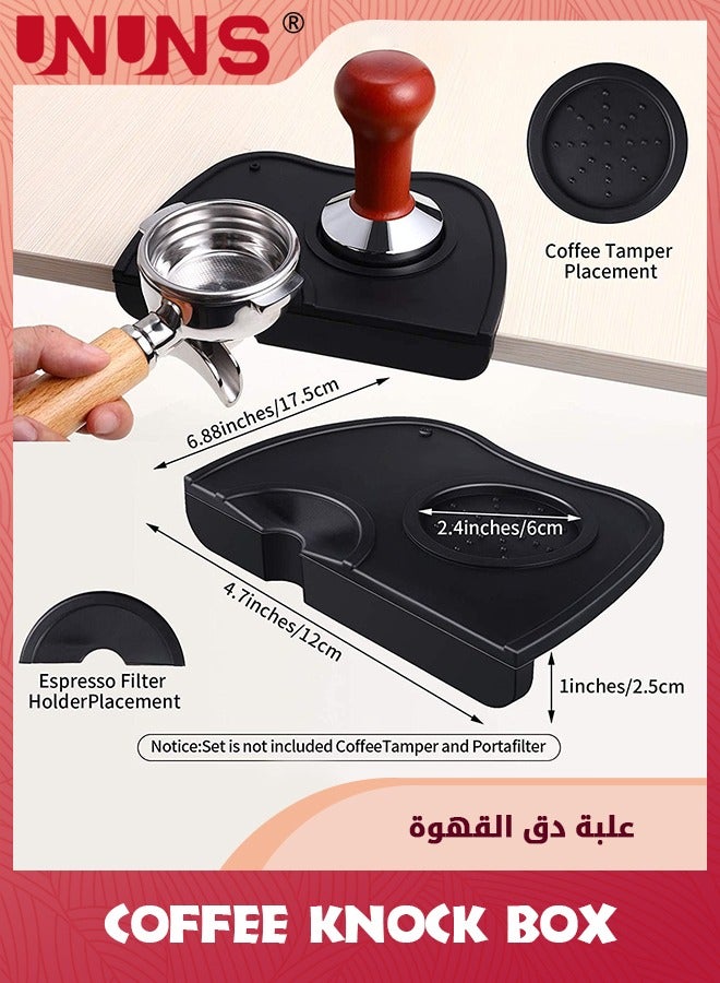 UNUNS Espresso Knock Box And Coffee Tamper Mat,Durable Espresso Tamping Mat Barista Tools With Removable Knock Bar,Non-slip Food Safe Silicone Base,Practical Set For Barista/Bar/Shop/Worktop,Black - Image 2