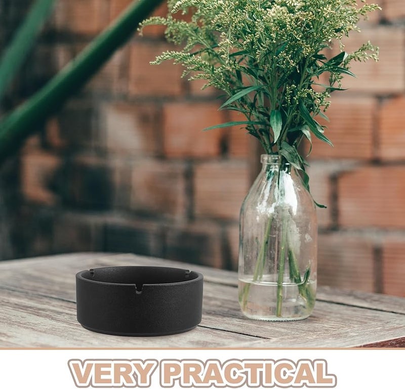 Black Porcelain Ashtray High Temperature Resistant Ceramic Smoking Ash Tray for Home Office Garden - Image 4