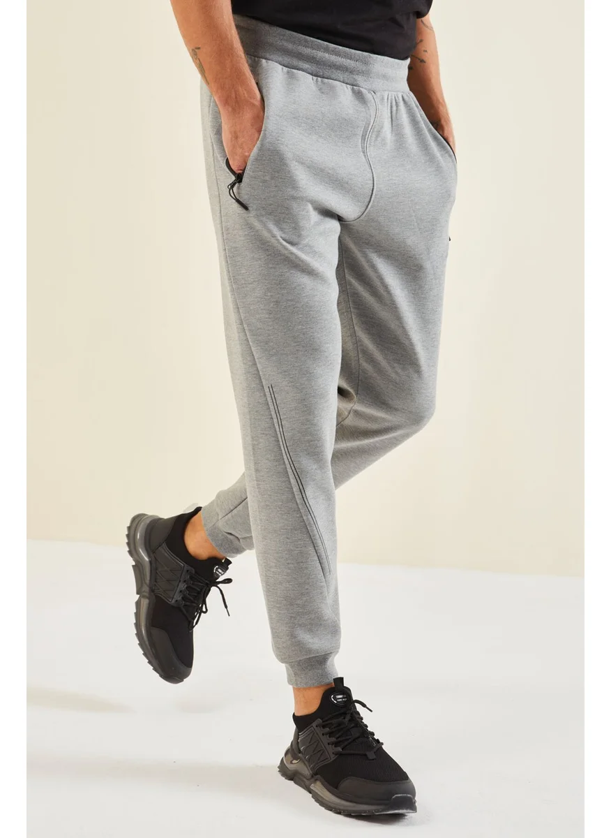 Tommy Life Gray Melange Laced Men's Tracksuit Bottom - 82110