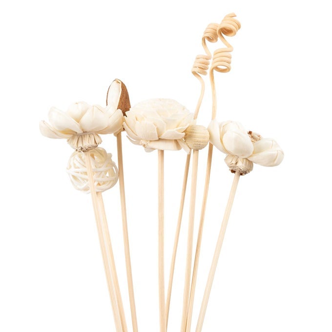 LOOGOOL 5PCS DIFFUSER STICKS WOOD CHINESE ROSE FLOWER RATTAN REED ESSENTIAL OIL AROMA DIFFUSER STICKS