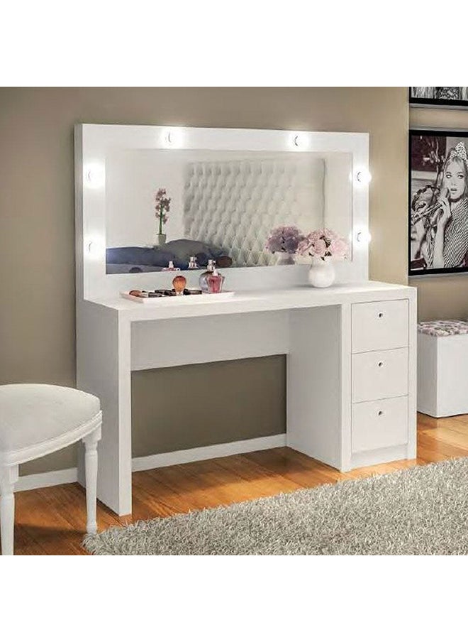 DANUBE HOME Aldrick Dressing Table With Mirror And 3 Drawers Without Light Durable Vanity Table Dressing Makeup Desk With Storage Modern Design Bedroom Furniture L 135.8x46.5x142.5 Cm White  - Image 1