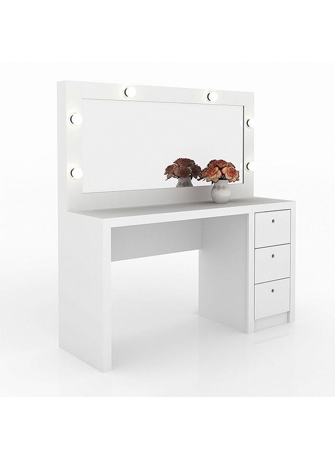 DANUBE HOME Aldrick Dressing Table With Mirror And 3 Drawers Without Light Durable Vanity Table Dressing Makeup Desk With Storage Modern Design Bedroom Furniture L 135.8x46.5x142.5 Cm White  - Image 3