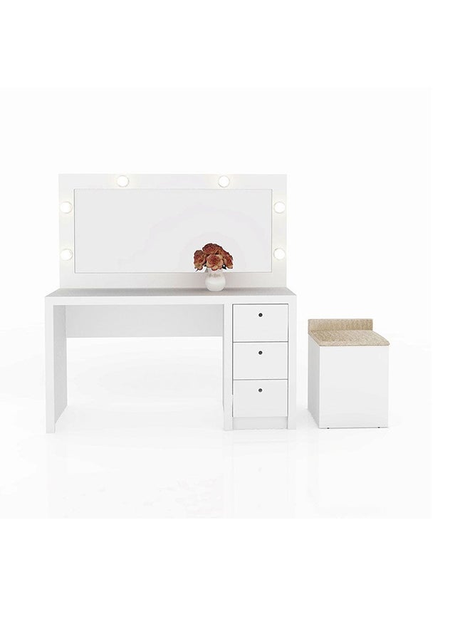 DANUBE HOME Aldrick Dressing Table With Mirror And 3 Drawers Without Light Durable Vanity Table Dressing Makeup Desk With Storage Modern Design Bedroom Furniture L 135.8x46.5x142.5 Cm White  - Image 4