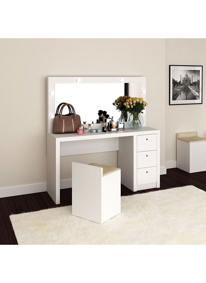 DANUBE HOME Aldrick Dressing Table With Mirror And 3 Drawers Without Light Durable Vanity Table Dressing Makeup Desk With Storage Modern Design Bedroom Furniture L 135.8x46.5x142.5 Cm White  - Image 2