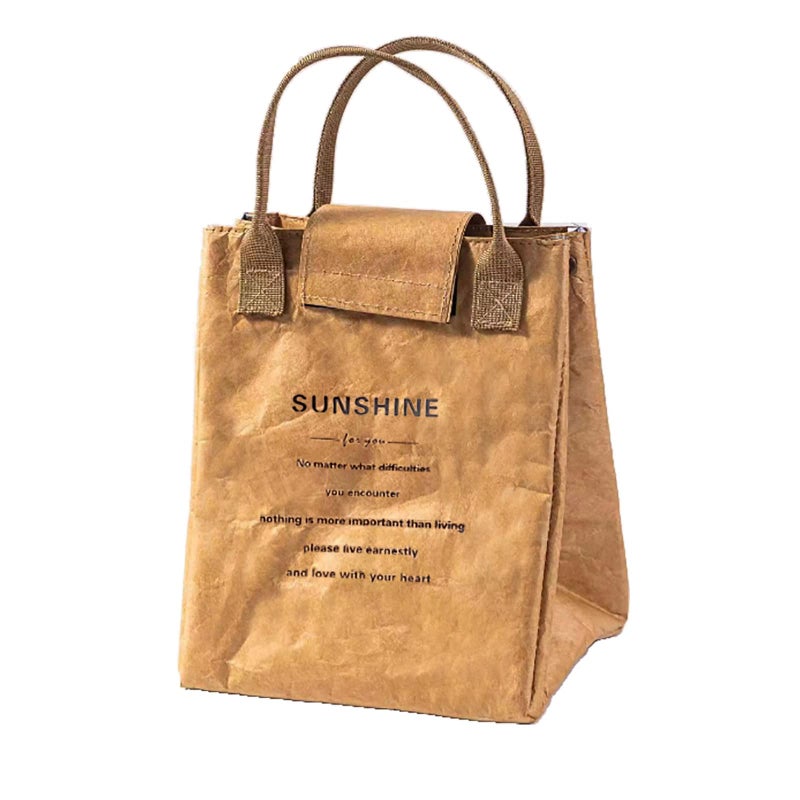 JIELUO Lunch Bag WomenMen Easy to Clean Reusable Lunch Box Insulated WaterResistant Thermal Liner Durable Fabrics Simple Design Classic Brown