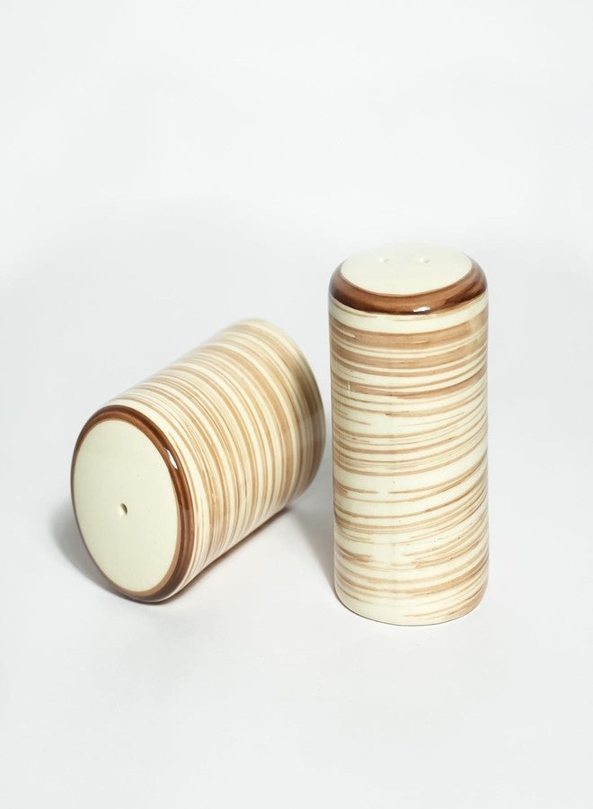 QIMACPLUS Handcrafted Ceramic Salt and Pepper Shaker Set | Perfect Pour Holes for Kitchen, Dining Table, Picnic, Office, Restaurant, and Hotel | Set of 2 (Milky Coffee) - Image 2
