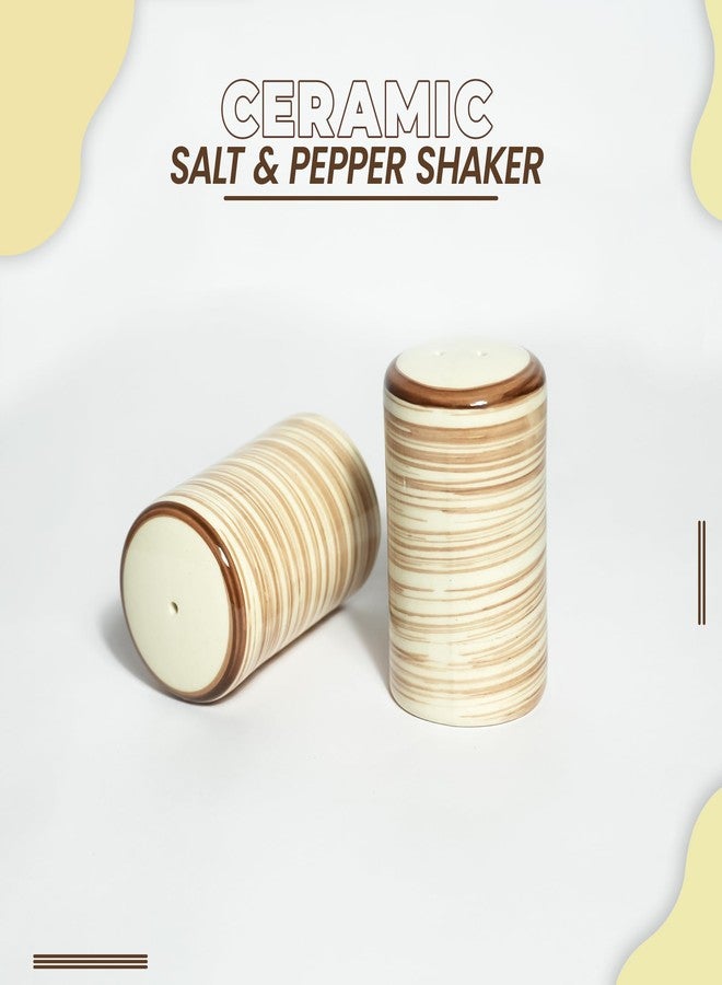 QIMACPLUS Handcrafted Ceramic Salt and Pepper Shaker Set | Perfect Pour Holes for Kitchen, Dining Table, Picnic, Office, Restaurant, and Hotel | Set of 2 (Milky Coffee) - Image 3