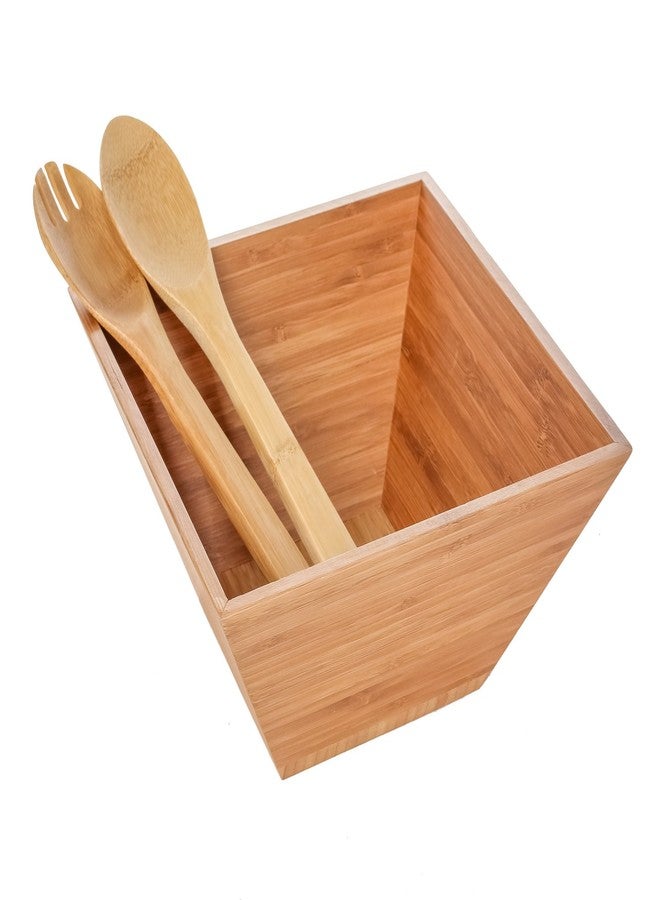 Heim Concept Bamboo Salad Bowl 4 PC Set w/Serving Hands, 2 square bowls & pair salad servers Eco-Friendly BPA Free - Image 4