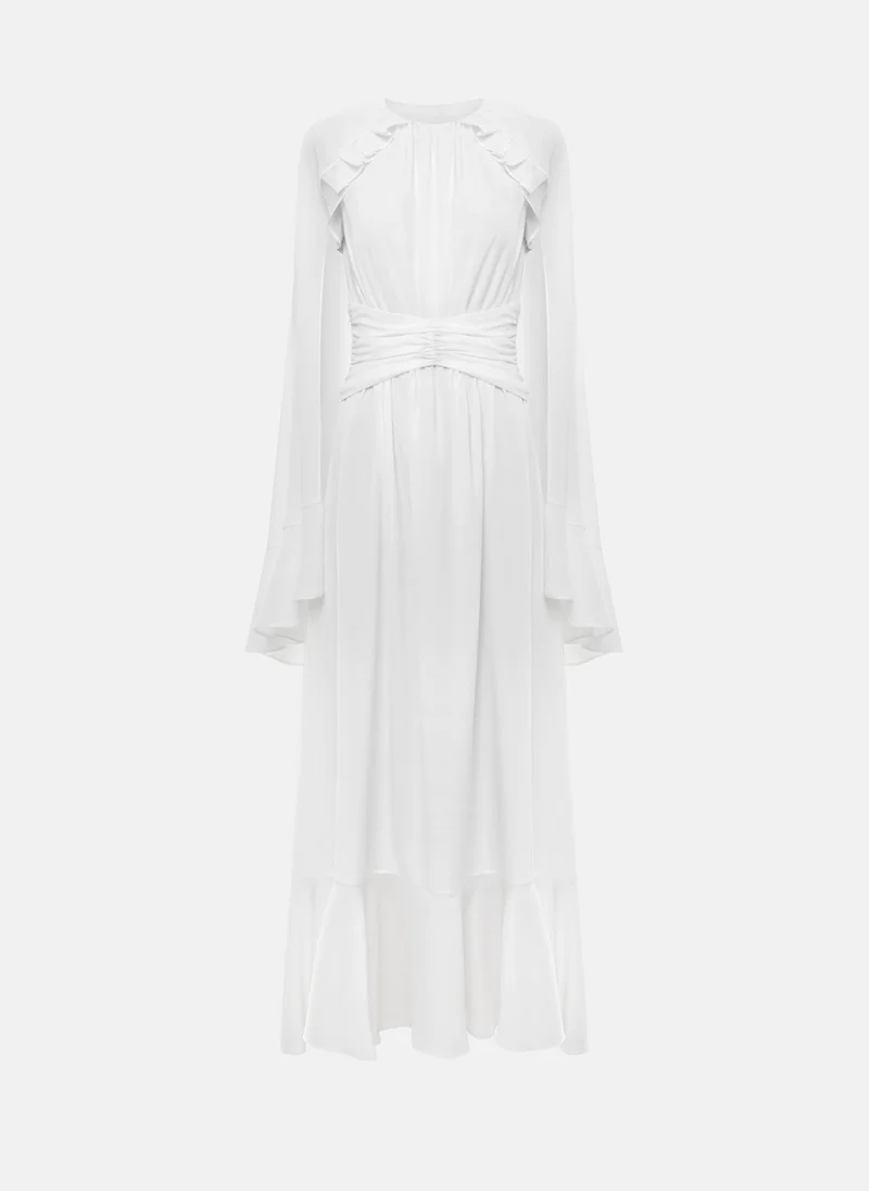 Lichi  Maxi dress with voluminous sleeves and draping at the waist for Women | Best Price UAE