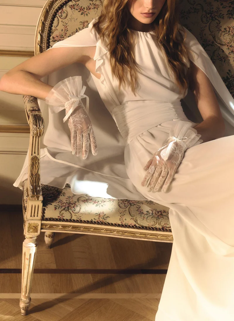 Lichi  Maxi dress with voluminous sleeves and draping at the waist for Women | Best Price UAE