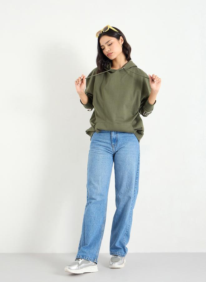 Styli Oversized Longline Sweatshirt with Dropped Shoulder - Image 2