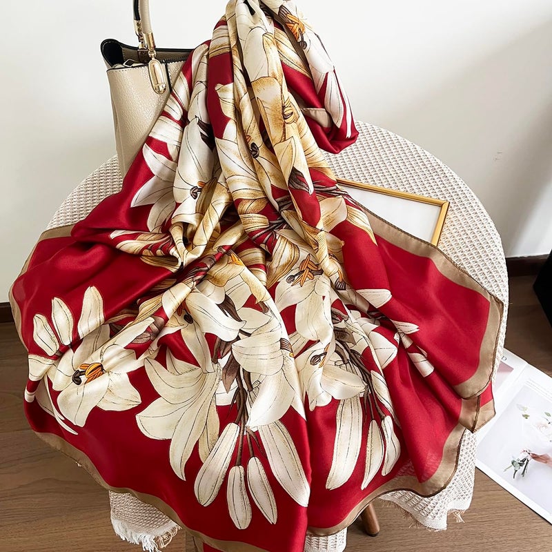 FONYVE Long Silk Like Scarf Lightweight Satin Scarves Large Sunscreen Shawl Wrap for Women - Image 5