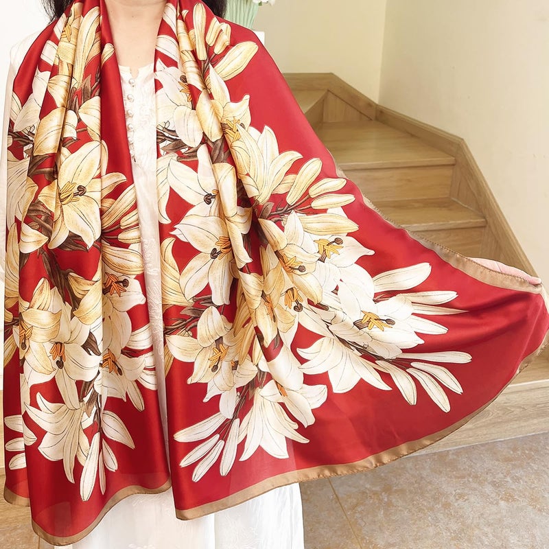FONYVE Long Silk Like Scarf Lightweight Satin Scarves Large Sunscreen Shawl Wrap for Women - Image 3