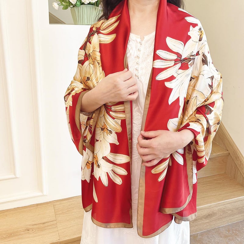 FONYVE Long Silk Like Scarf Lightweight Satin Scarves Large Sunscreen Shawl Wrap for Women - Image 4