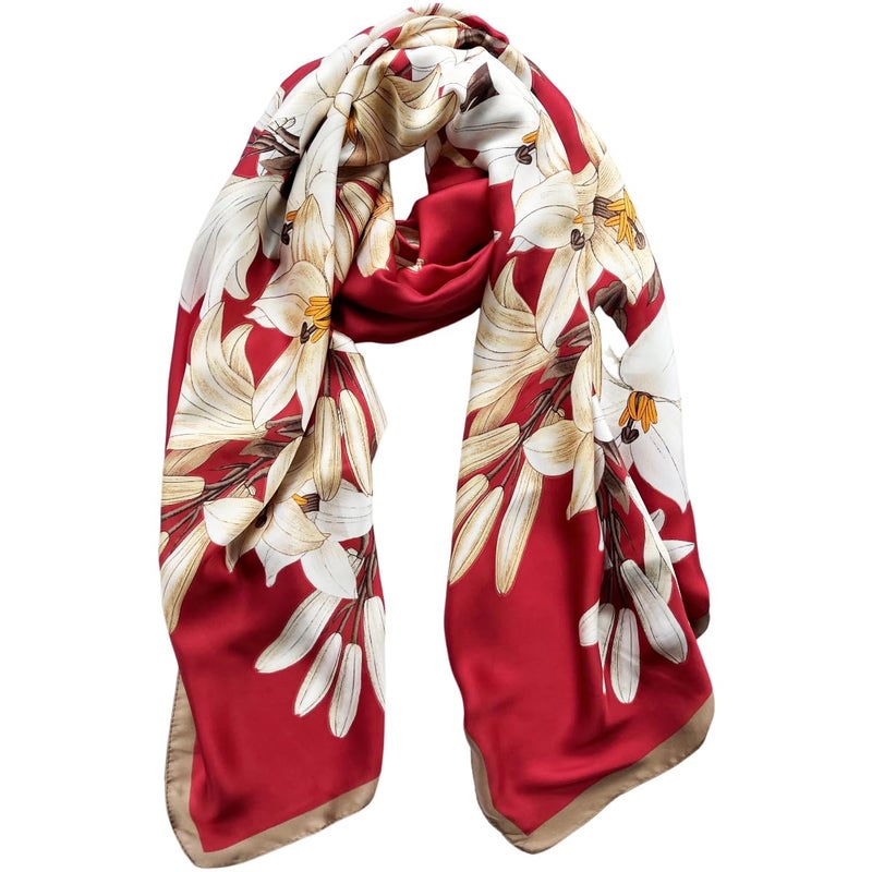 FONYVE Long Silk Like Scarf Lightweight Satin Scarves Large Sunscreen Shawl Wrap for Women - Image 1