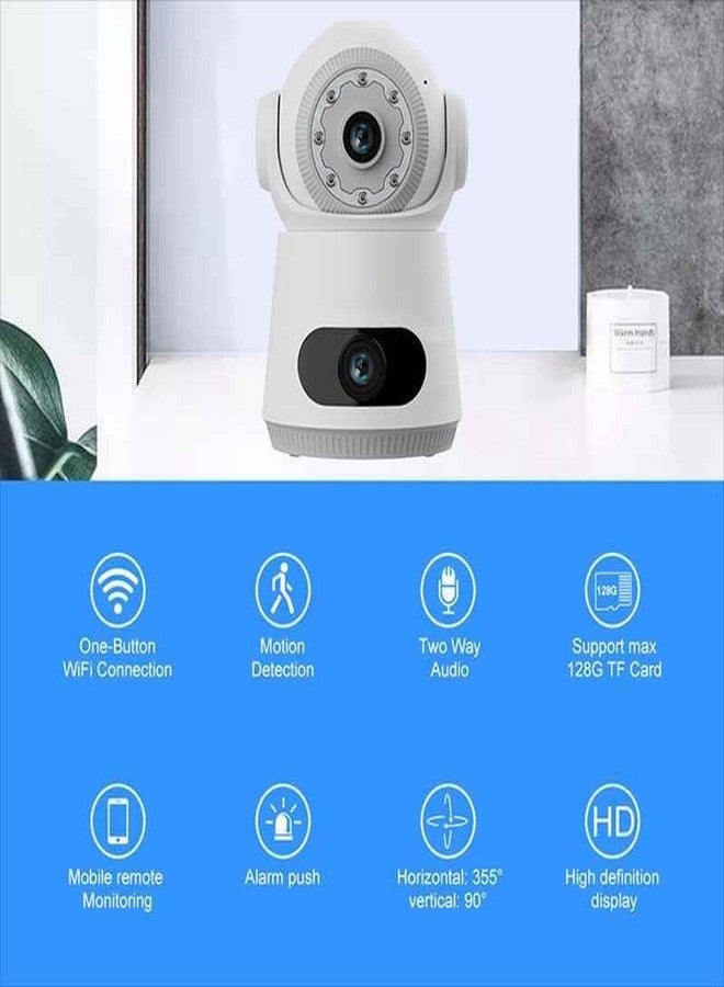 MAYUMI Color Night Vision, Motion Detection Camera, Two Way Audio, Memory Card Support (Up to 128 GB) | 4+4 MP Dual Lens/Dual Screen FHD WiFi Indoor CCTV Camera - Image 4