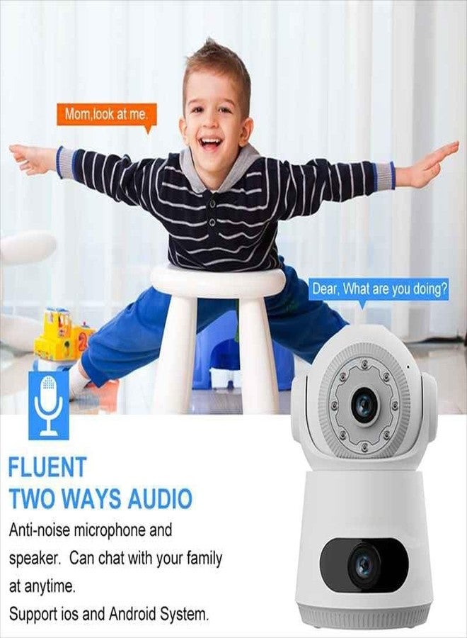 MAYUMI Color Night Vision, Motion Detection Camera, Two Way Audio, Memory Card Support (Up to 128 GB) | 4+4 MP Dual Lens/Dual Screen FHD WiFi Indoor CCTV Camera - Image 2