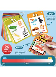 HAPTIME Water Coloring Books For Toddlers Aqua Painting Book Magic Paint Set For 3 4 5 Years Old Alphabet Flash Cards Abc Learning Road Trip/Airplane Travel/Car Activities Essentials Kids  - Image 2
