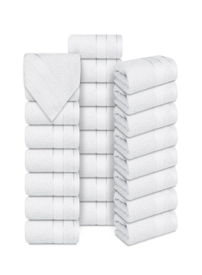 Casa Lino Face Towels & Body Wash Cloths for Showering - 100% Cotton Wash Cloths for Bathroom - Highly Absorbent & Quick Drying Washcloth Set - Cotton Washcloths 24 Pack (12" x 12") - (White) - Image 1