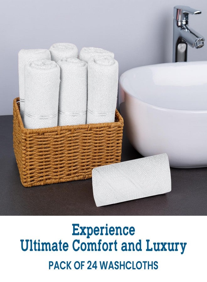 Casa Lino Face Towels & Body Wash Cloths for Showering - 100% Cotton Wash Cloths for Bathroom - Highly Absorbent & Quick Drying Washcloth Set - Cotton Washcloths 24 Pack (12" x 12") - (White) - Image 2