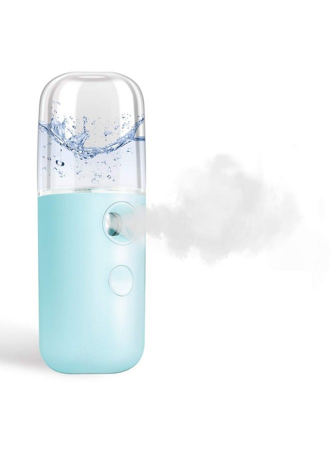 GIVERARE Nano Facial Steamer, Handy Mini Mister, Usb Rechargeable Mist Sprayer, 30Ml Visual Water Tank Moisturizing&Hydrating For Face, Daily Makeup, Skin Care, Eyelash Extensions Blue  - Image 1