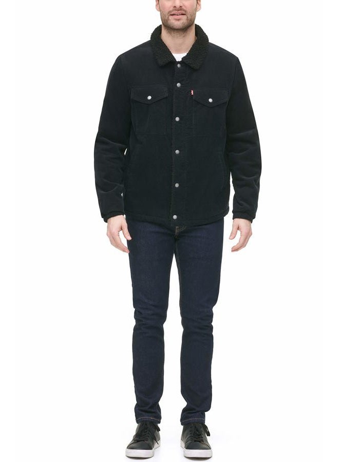 Levi's Men's Corduroy Sherpa Lined Trucker Jacket (Standard and Big & Tall) Denim, Black, M - Image 4
