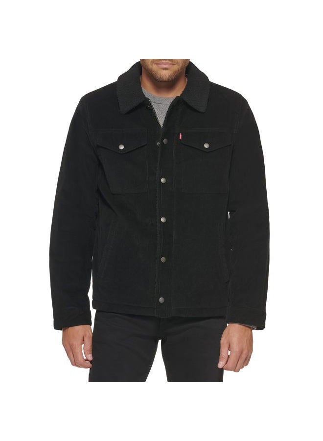 Levi's Men's Corduroy Sherpa Lined Trucker Jacket (Standard and Big & Tall) Denim, Black, M - Image 1