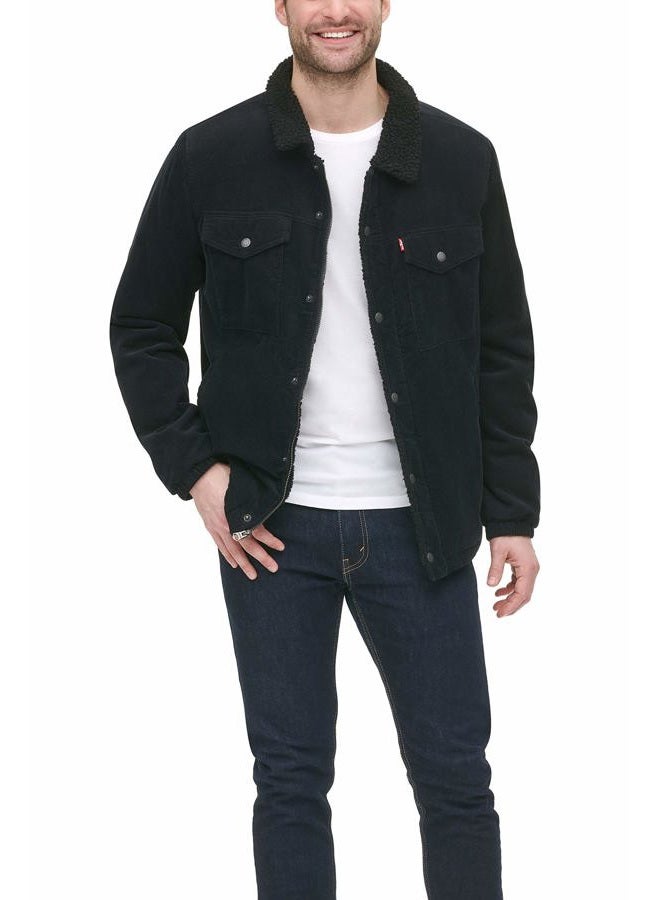 Levi's Men's Corduroy Sherpa Lined Trucker Jacket (Standard and Big & Tall) Denim, Black, M - Image 2