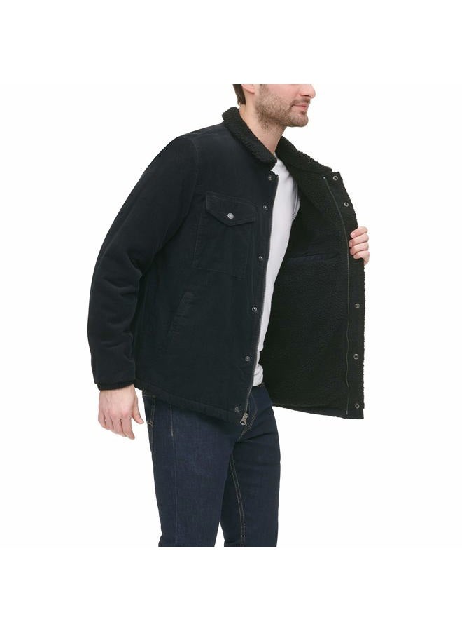 Levi's Men's Corduroy Sherpa Lined Trucker Jacket (Standard and Big & Tall) Denim, Black, M - Image 3