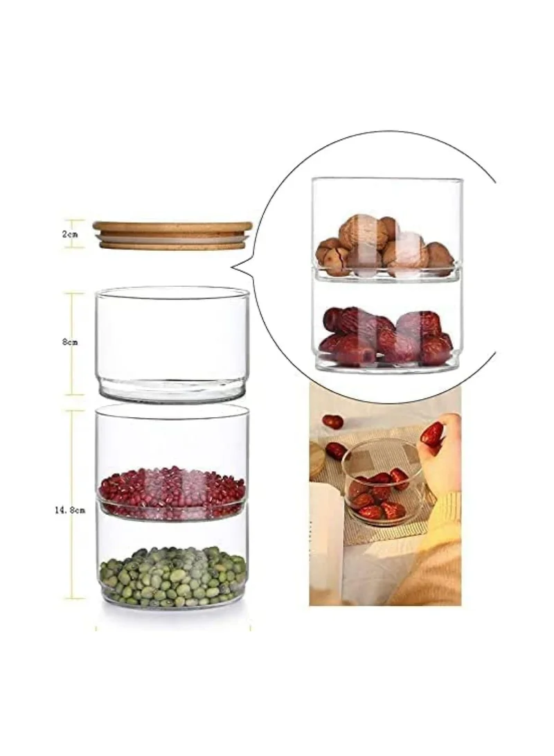 1Chase 3 Layer Food Storage Jar with Airtight Bamboo Lid
