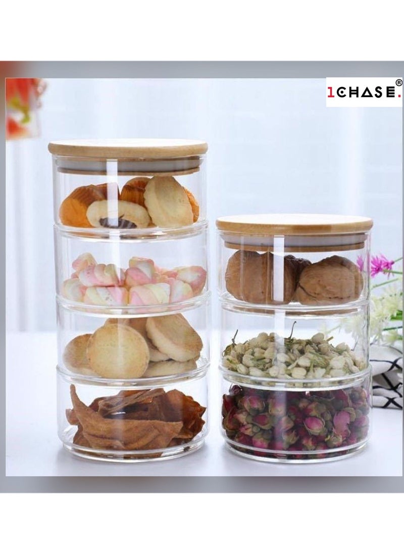 1 تشيس برطمان تخزين طعام 3 طبقات بغطاء بامبو محكم الإغلاق - Image 5