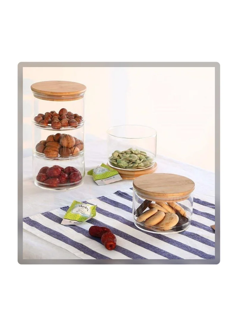 1 تشيس 3 Layer Food Storage Jar with Airtight Bamboo Lid