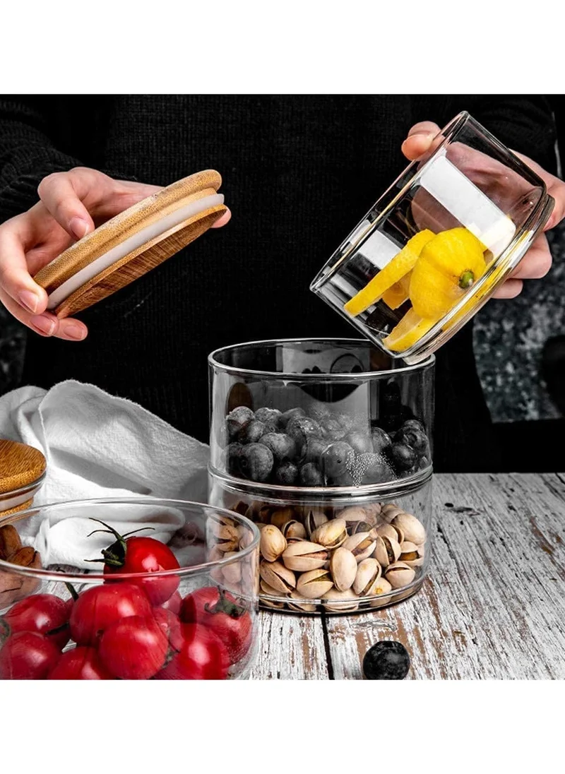 1 تشيس 3 Layer Food Storage Jar with Airtight Bamboo Lid