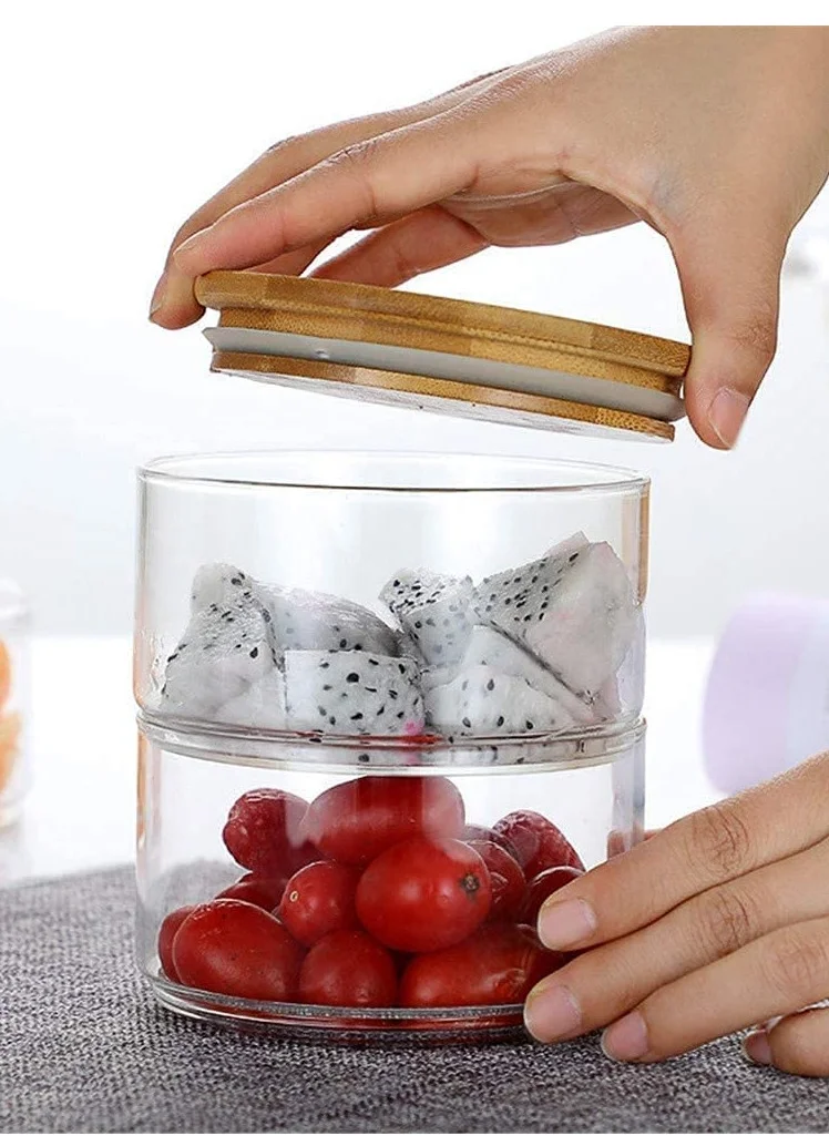 1 تشيس 3 Layer Food Storage Jar with Airtight Bamboo Lid