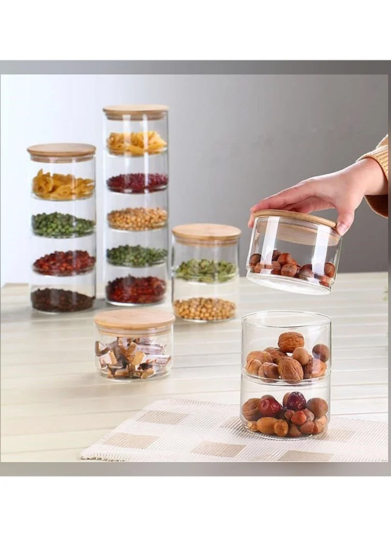 1 تشيس 3 Layer Food Storage Jar with Airtight Bamboo Lid