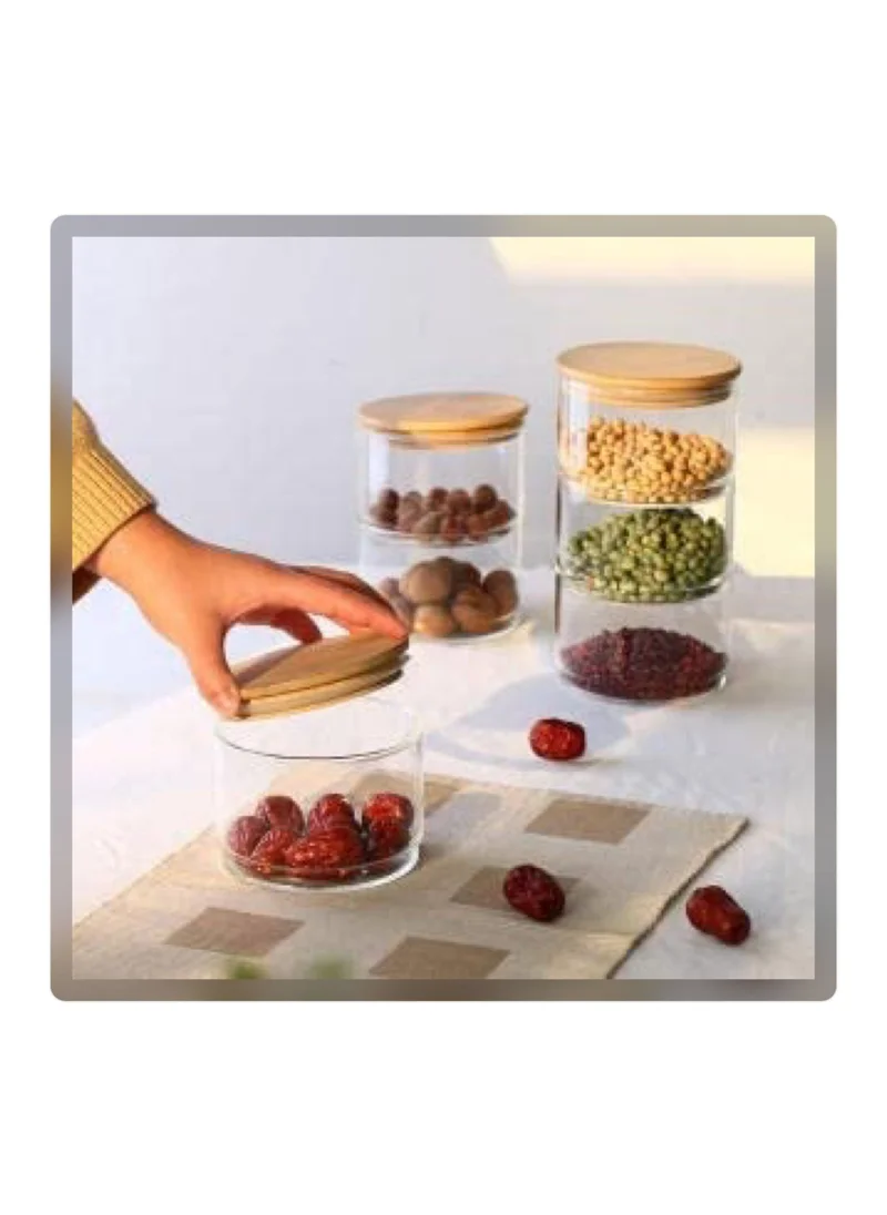 1 تشيس 3 Layer Food Storage Jar with Airtight Bamboo Lid