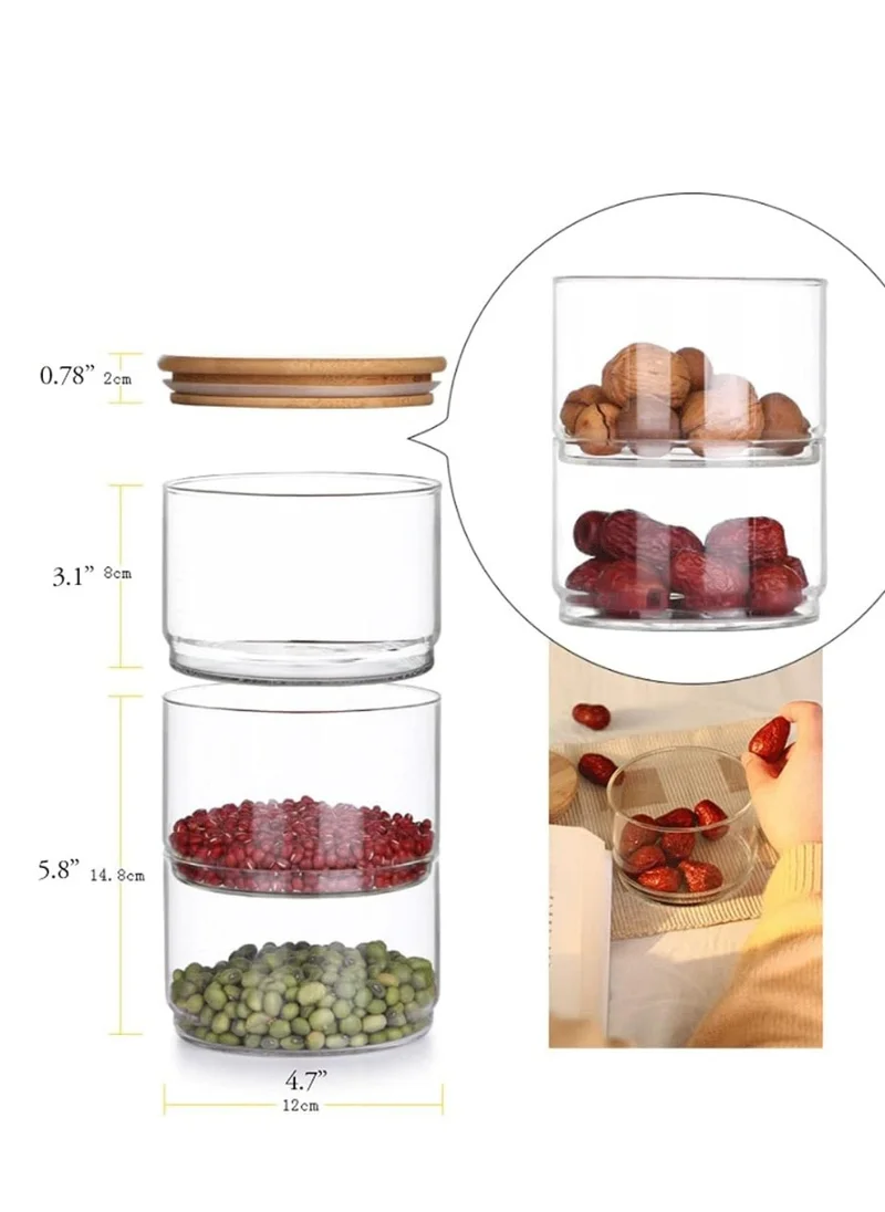 1 تشيس 3 Layer Food Storage Jar with Airtight Bamboo Lid