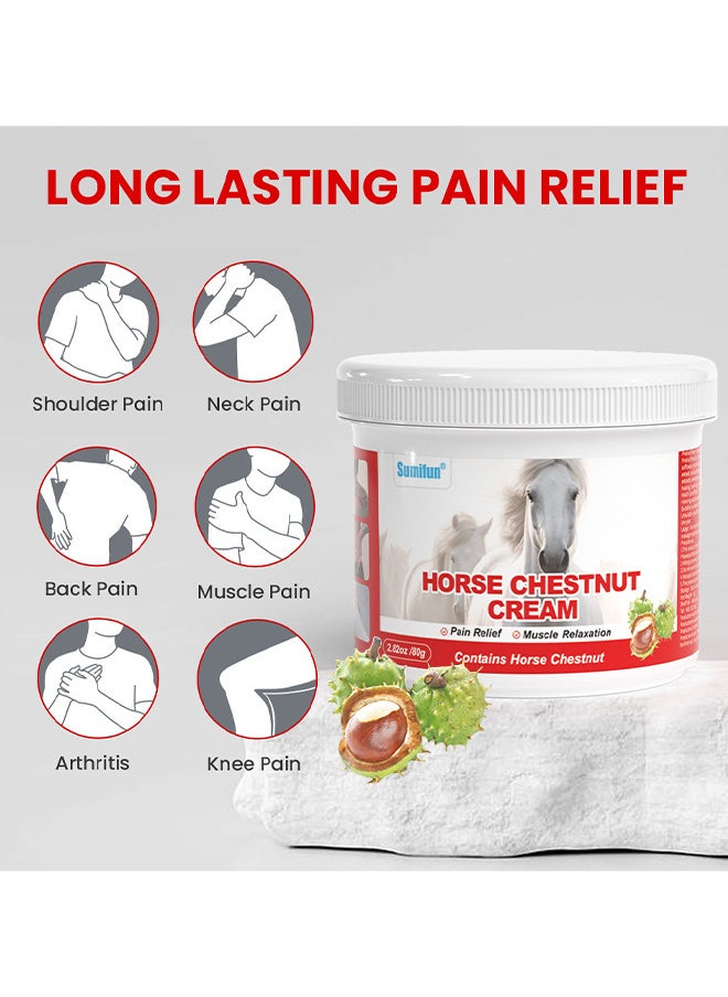 Sumifun Horse Chestnut Cream, Heating Extra Warming Joint Massage Gel Muscle Recovery, Cold Compress Gel For Relieving Repair Shoulder Neck Lumbar Spine And Leg Pain Protection Joint, 80G  - Image 3