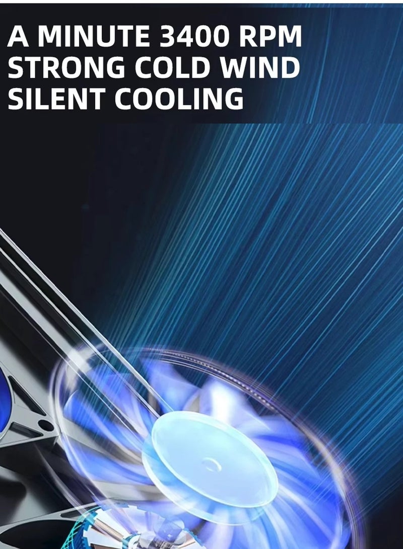 جيرتك لوحة تبريد لأجهزة الكمبيوتر المحمولة للألعاب KL333 - 6 مراوح LED زرقاء هادئة مع شعار RGB - منفذا USB للتحكم في السرعة - تدعم حتى 19 بوصة | أسود - Image 5