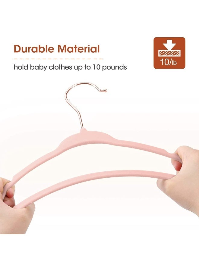 Red Dot Gift Red Dot Gift 15-Pack Pink Baby Velvet Hangers 11Inch - Nursery Clothes Hangers Non Slip Toddler Hangers, 360 Chrome Rose-Gold Hook - Image 5