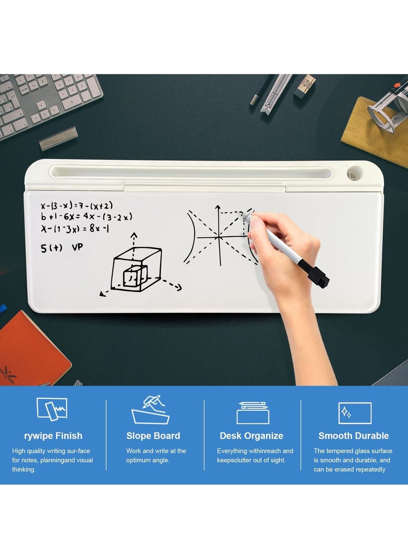 Glass Desktop Computer Pad Dry Erase Board Desk Organizer