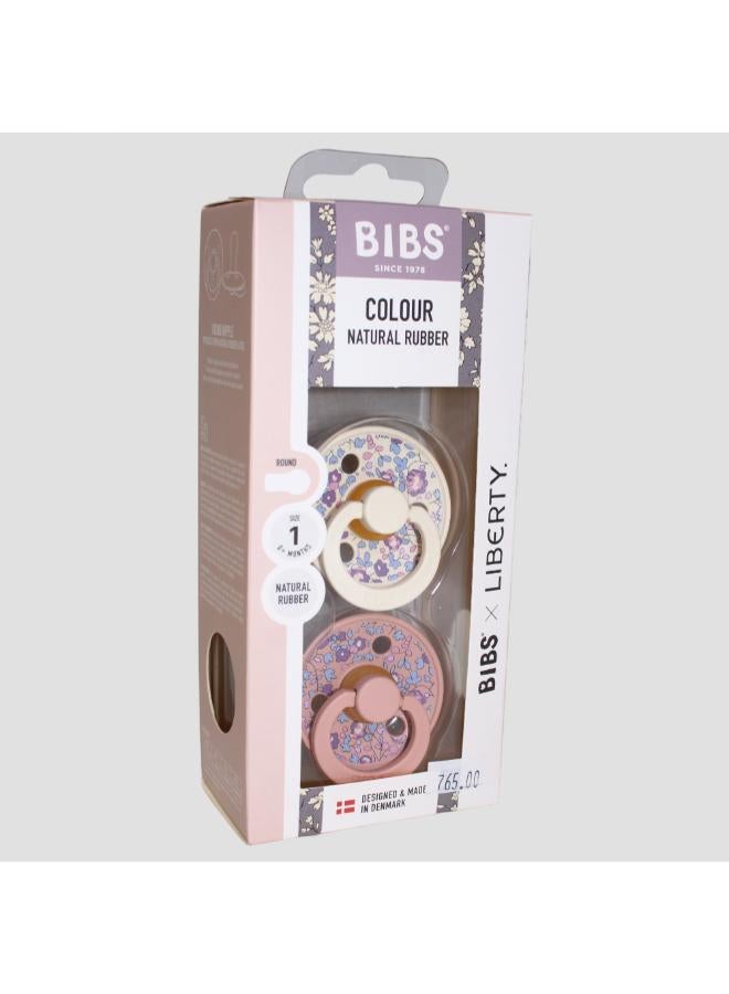 BIBS Liberty Pacifier – 2 Pack (Eloise Latex, Size 1, Blush Mix) - Image 1