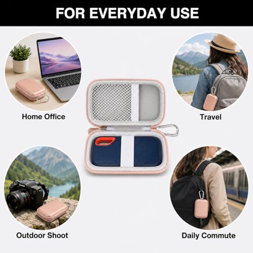 GWCASE Hard Case for SanDisk Extreme Portable SSD 1TB 2TB 4TB 8TB 500GB, External for Solid State Drive Travel Carrying Holder with Mesh Pocket for USB Cables & SD Cards (Bag Only)-Pink - Image 5