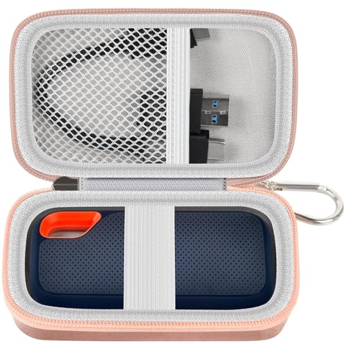 GWCASE Hard Case for SanDisk Extreme Portable SSD 1TB 2TB 4TB 8TB 500GB, External for Solid State Drive Travel Carrying Holder with Mesh Pocket for USB Cables & SD Cards (Bag Only)-Pink - Image 1