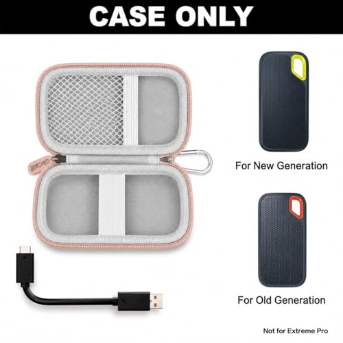 GWCASE Hard Case for SanDisk Extreme Portable SSD 1TB 2TB 4TB 8TB 500GB, External for Solid State Drive Travel Carrying Holder with Mesh Pocket for USB Cables & SD Cards (Bag Only)-Pink - Image 2