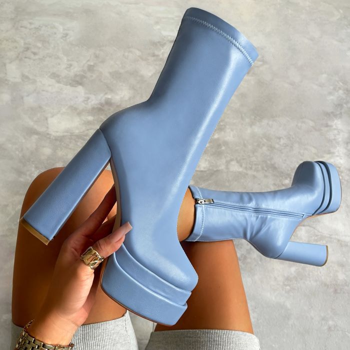 2022 New Women'S Shoes Square Toe Chunky Heel Platform Four Seasons Ankle Boots Plus Size 35-43 Size - Image 2