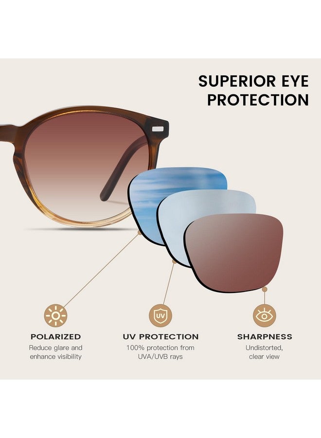 Duco Retro Round Uv400 Polarized Sunglasses For Women Men Vintage Shades Classic Acetatde Trendy Fashion Sunglass Dc1230 (Gradient Brown Frame Brown Lens) - Image 3