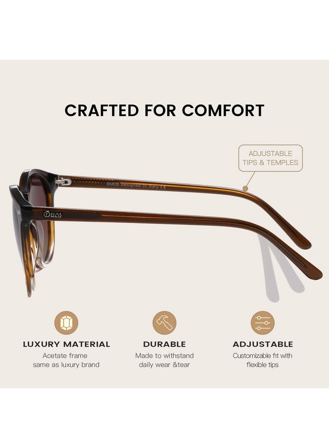 Duco Retro Round Uv400 Polarized Sunglasses For Women Men Vintage Shades Classic Acetatde Trendy Fashion Sunglass Dc1230 (Gradient Brown Frame Brown Lens) - Image 5
