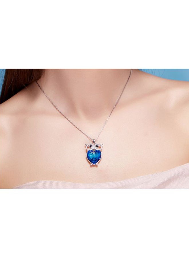 Owl Designed Crystal And Zircon Studded Pendant Necklace - Image 2