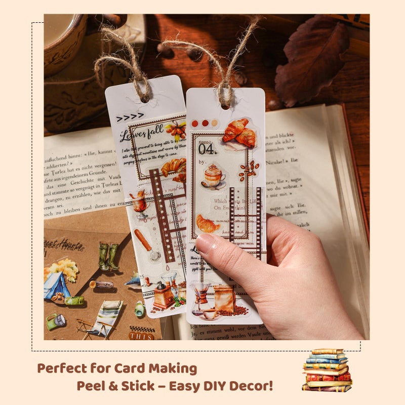 OKUPAN Vintage Food Stickers for Scrapbooking â€“ 320+ Transparent PET Dessert, Coffee, Cake & Bread Stickers for Journaling, Junk Journal Supplies, Kids DIY Crafts, Baking & Camping Decoration - Image 3